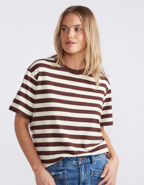 Relaxed Tee - Chocolate/Ecru