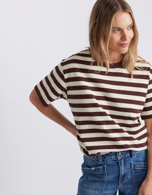 Relaxed Tee - Chocolate/Ecru