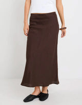 reunion-bliss-linen-bias-midi-skirt-dark-chocolate-womens-clothing