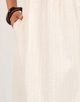 Lucent Sleeveless Abstract Shirring Midi Dress - Cream