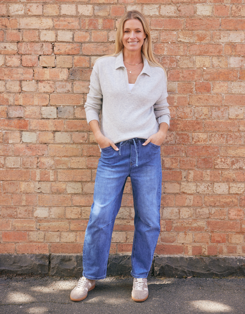 Provence Wool Cashmere Collared Knit - Grey Marle