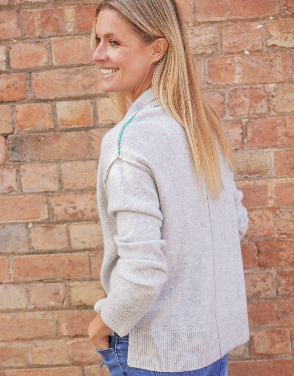 Provence Wool Cashmere Collared Knit - Grey Marle