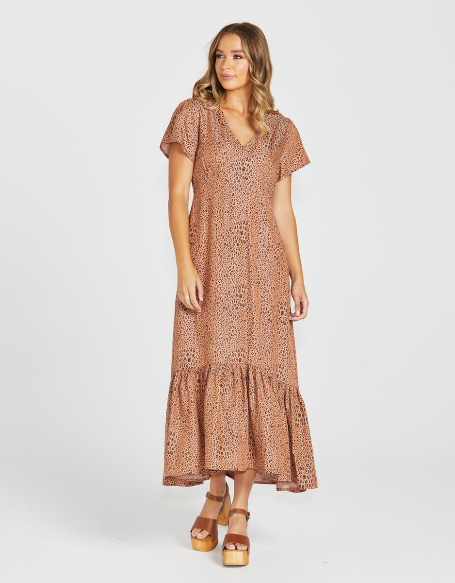 Buy Davie Maxi Dress - Sandy Tan Animal Sass for Sale Online Australia ...