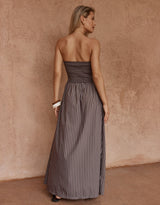 Everley Strapless Dress - Choc Stripe