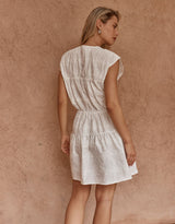 Ivie Embroidered Tie Dress - White