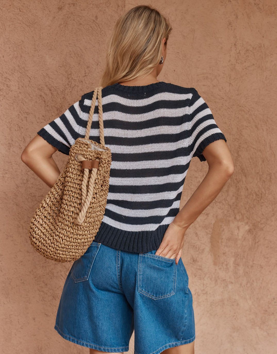 Jules Stripe Tee - Navy/White