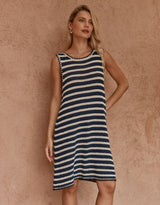 Leah Crochet Mini Dress - Navy/Black/Cream