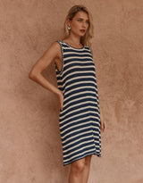 Leah Crochet Mini Dress - Navy/Black/Cream
