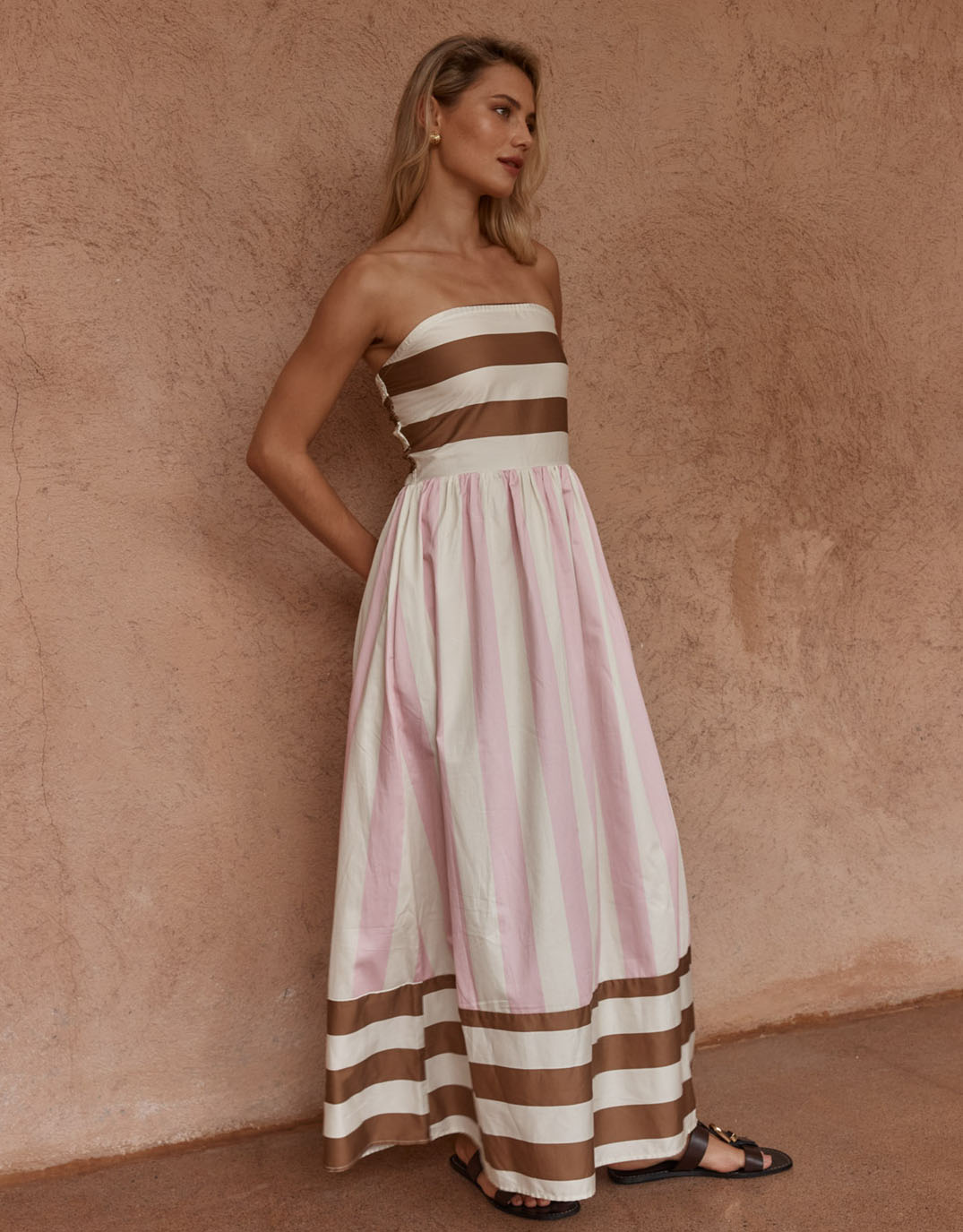 Nea Spliced Strapless Dress - Neapolitan