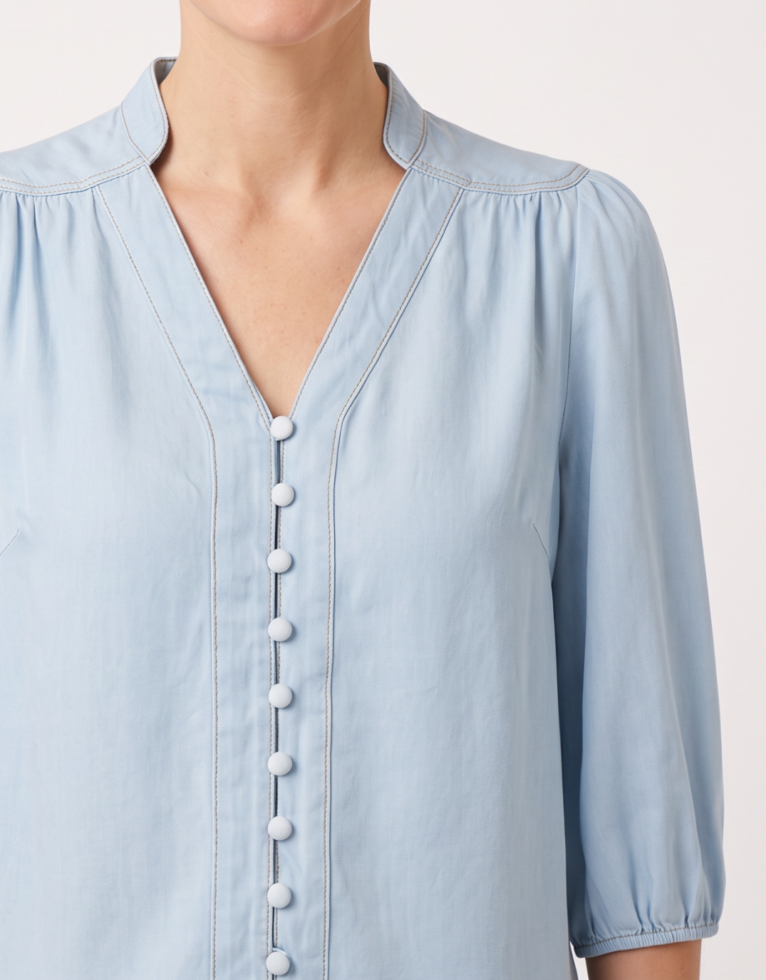Selene Tencel Blouse - Blue Glass