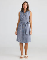 shanty-didi-linen-shirt-dress-navy-fleck-womens-clothing