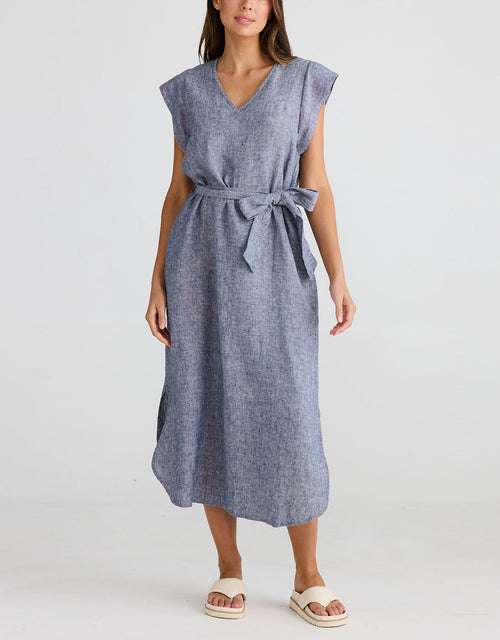 shanty-sebou-linen-midi-dress-navy-fleck-womens-clothing