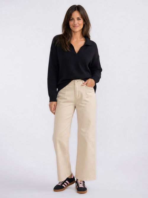Sophia Cropped Stretch Jean - Sand