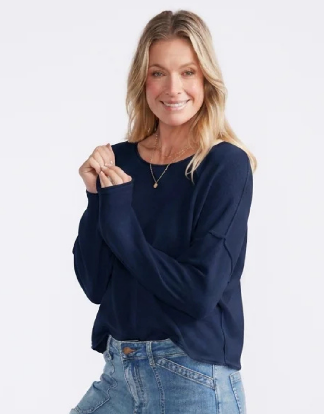 Sorrento Raw Edge Knit - French Navy
