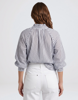 Sorrento Shirt - Mocha/ Blue/ White Stripe