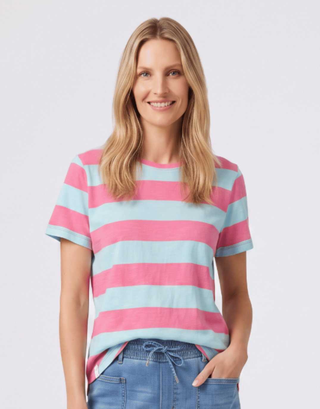 Spritz Stripe Short Sleeve Tee - Blue/Pink Lemonade Stripe