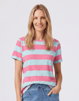 Spritz Stripe Short Sleeve Tee - Blue/Pink Lemonade Stripe