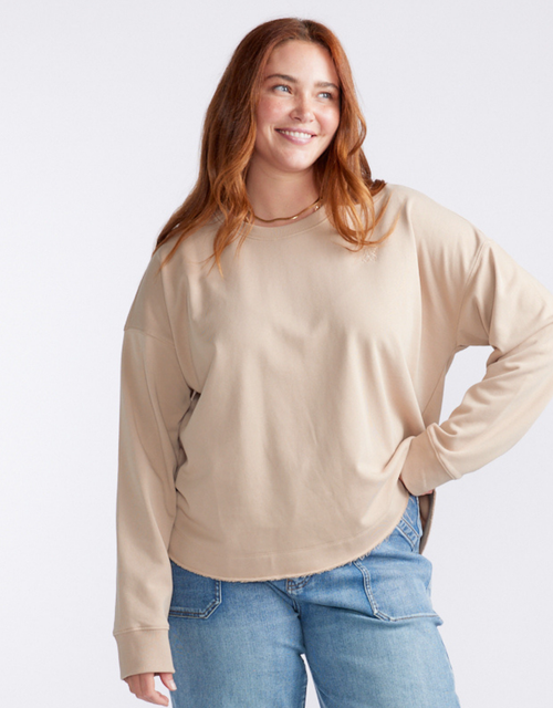 Staple Scoop Hem Sweat - Latte