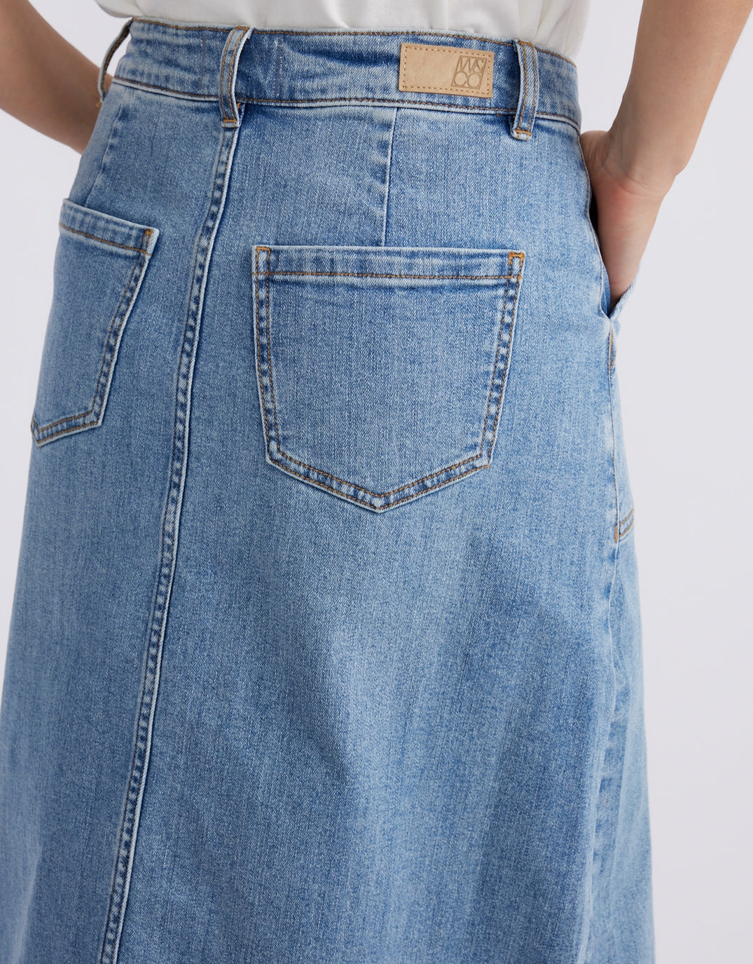 Stevie Midi Denim Skirt - Mid Wash
