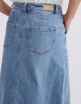 Stevie Midi Denim Skirt - Mid Wash