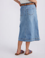 Stevie Midi Denim Skirt - Mid Wash