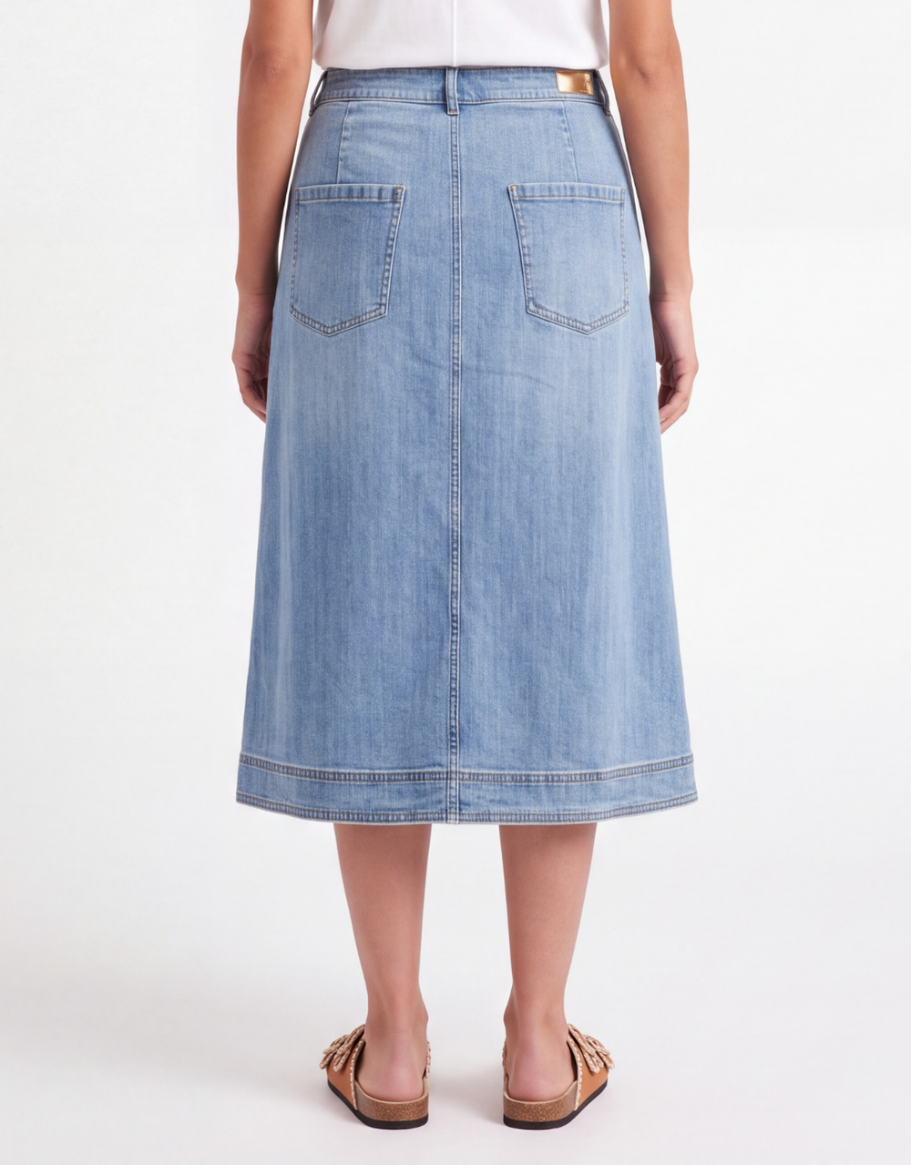 Stevie Midi Denim Skirt - Mid Wash