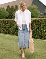 Stevie Midi Denim Skirt - Mid Wash