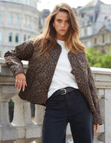 Apex Collarless Puffer Jacket - Animal Print