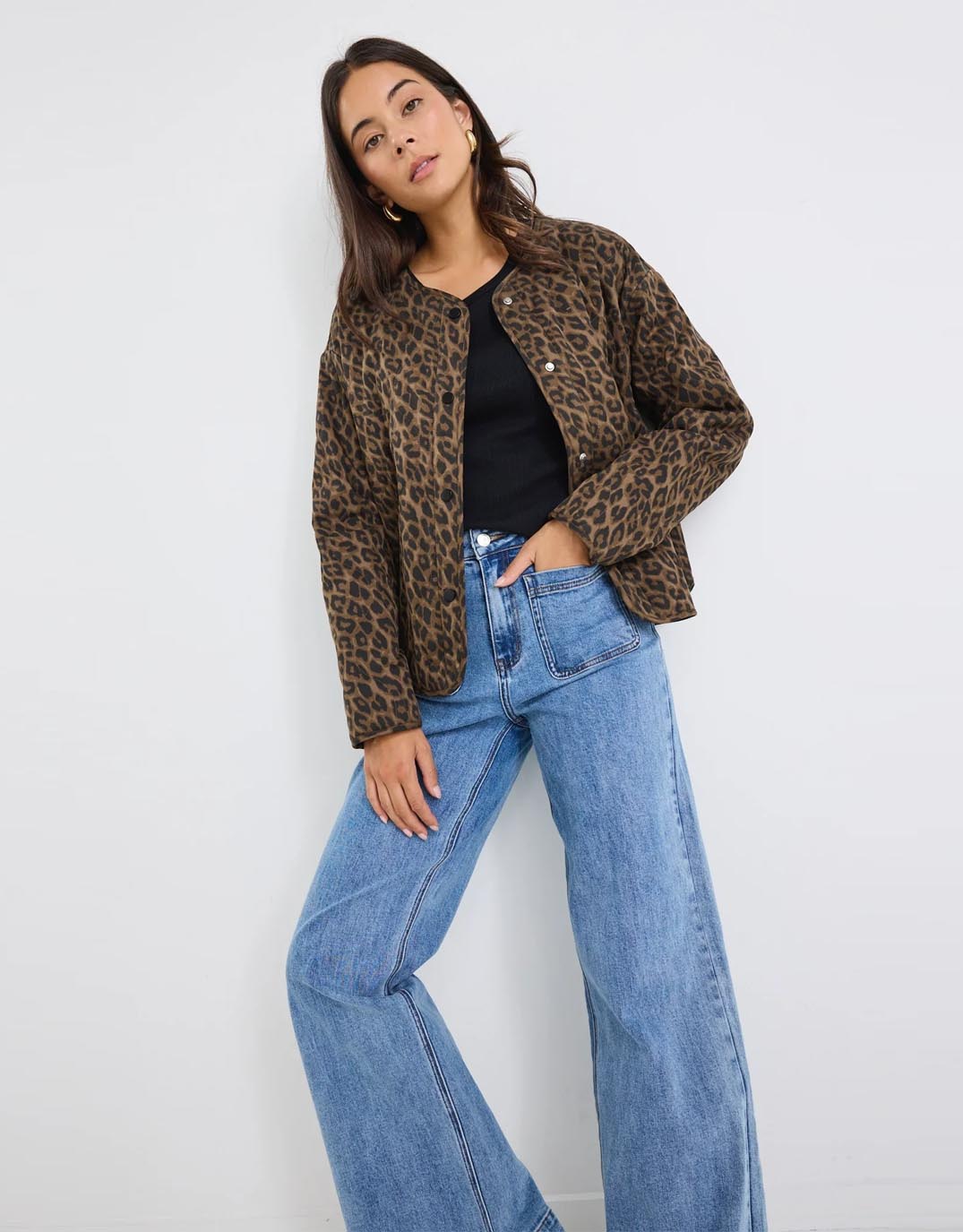 Apex Collarless Puffer Jacket - Animal Print