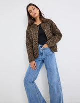 Apex Collarless Puffer Jacket - Animal Print