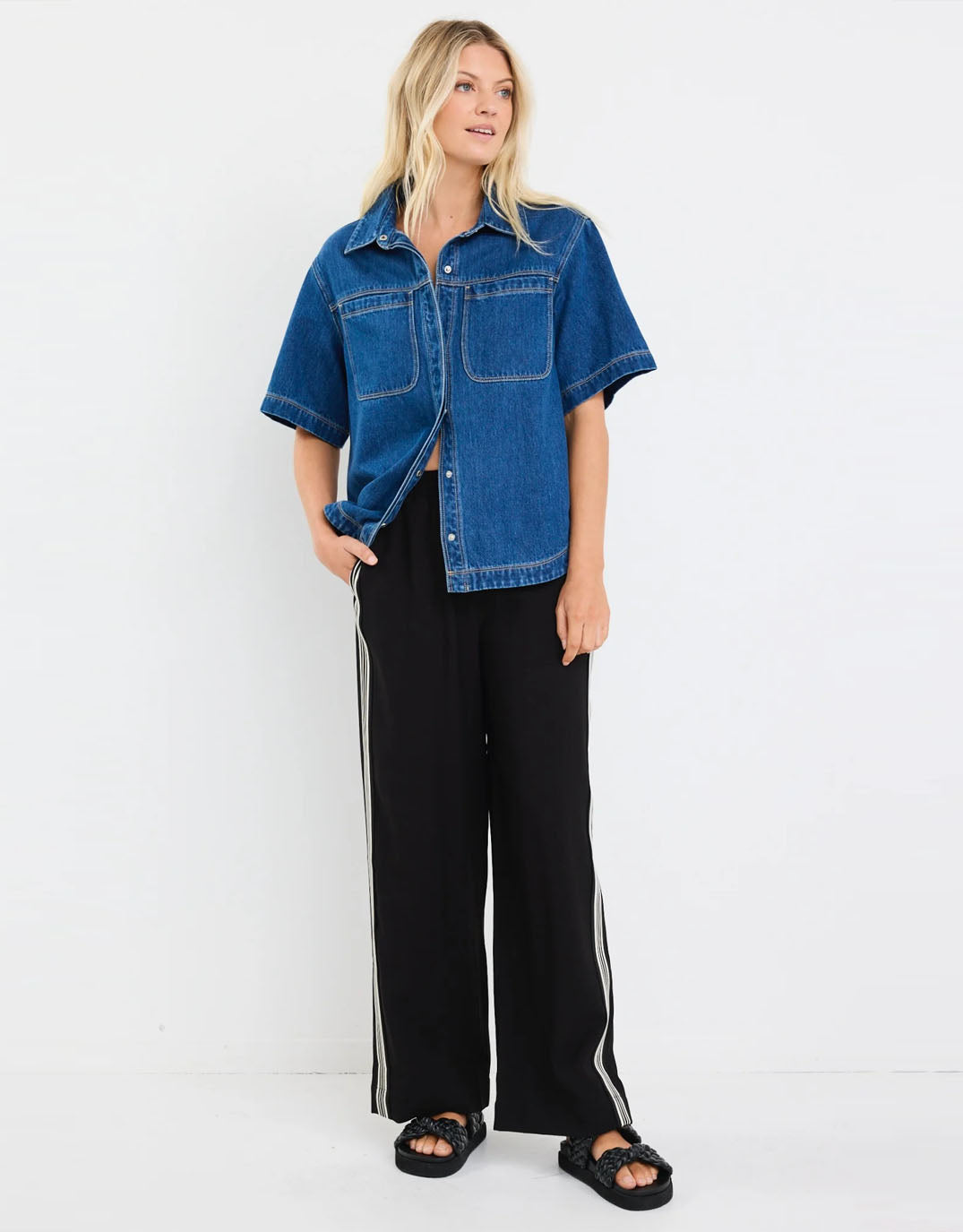 crucial-denim-short-sleeve-shacket-storm-blue-womens-clothing