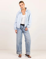 Element Drawstring Funnel Neck Bomber Jacket - Ice Blue