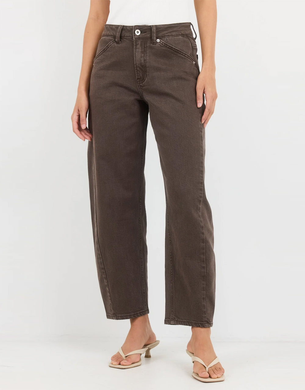 Idolise Stretch Soft Barrel Jean - Mocha
