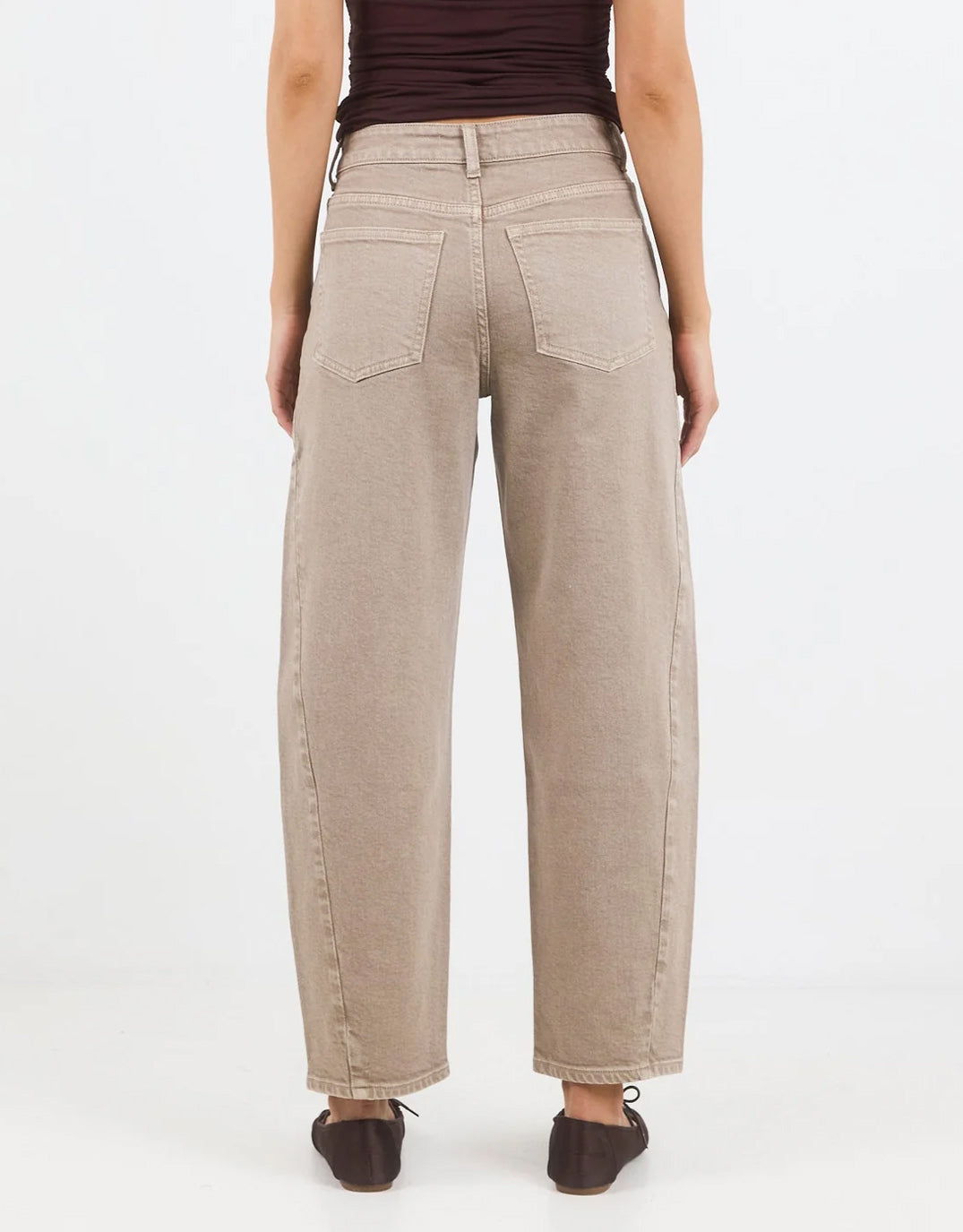Idolise Stretch Soft Barrel Jean - Taupe