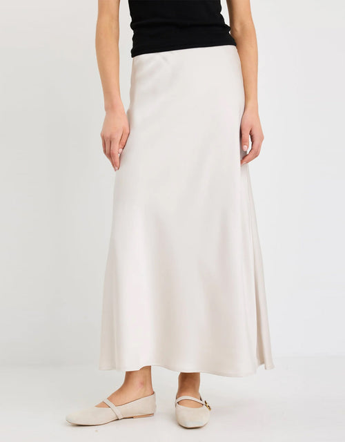 Prodigy Satin Bias Maxi Skirt - Pearl