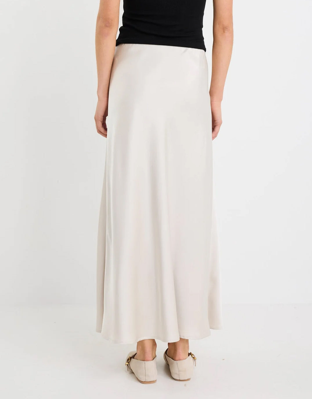 Prodigy Satin Bias Maxi Skirt - Pearl