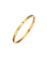Stainless Steel CZ Bangle - Gold