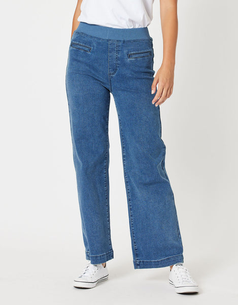 Buy Maddy Pull On Wide Leg Jean - Denim Threadz for Sale