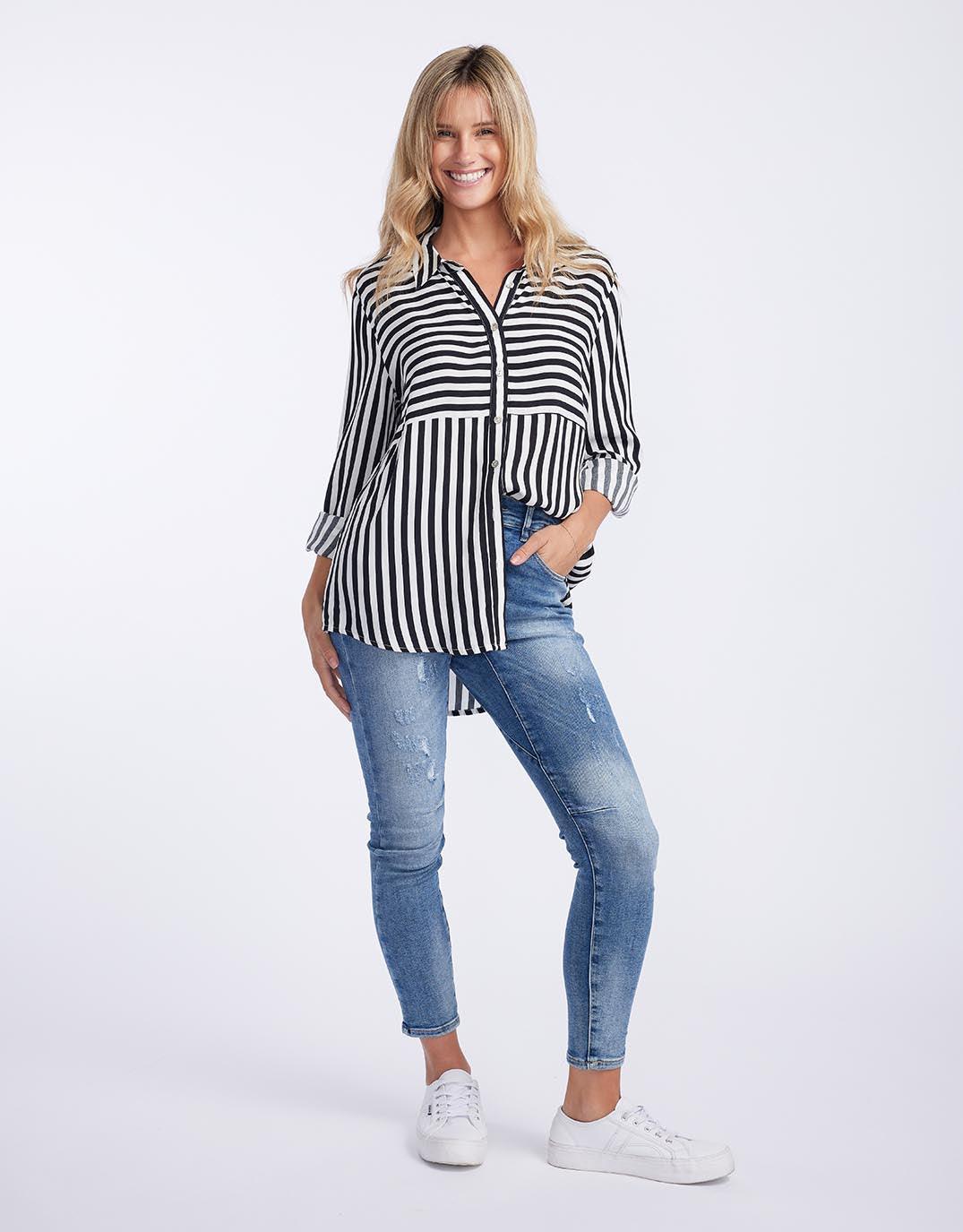 Buy Tina Stripe Shirt - Black/White Threadz for Sale Online Australia ...