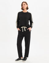 Barrel Leg Lounge Pant - Black / Cream Stripe