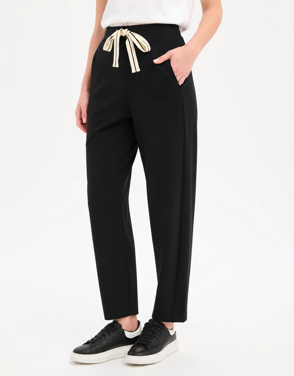 Barrel Leg Lounge Pant - Black / Cream Stripe