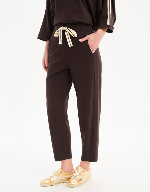 Barrel Leg Lounge Pant - Chocolate / Cream Stripe