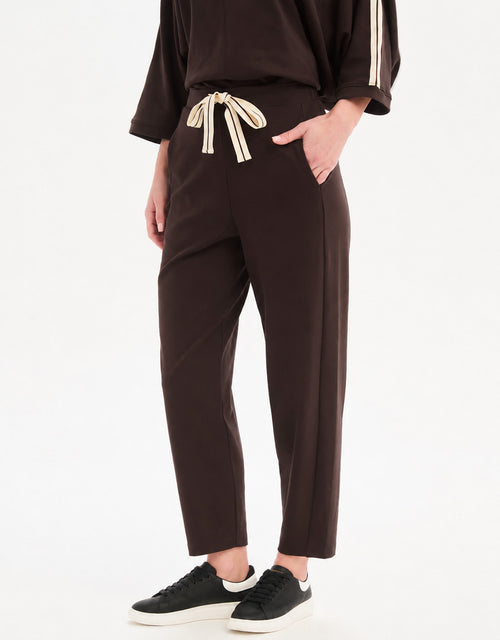 Barrel Leg Lounge Pant - Chocolate / Cream Stripe