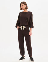 Barrel Leg Lounge Pant - Chocolate / Cream Stripe