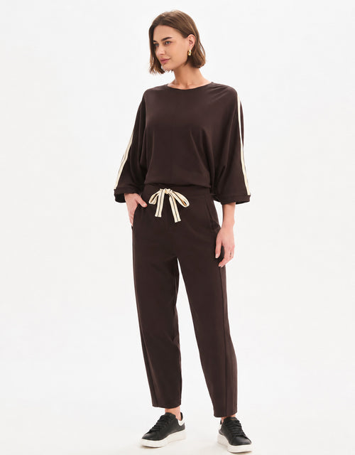 Barrel Leg Lounge Pant - Chocolate / Cream Stripe