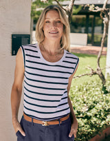 Cali Tank Top - Navy/White Stripe