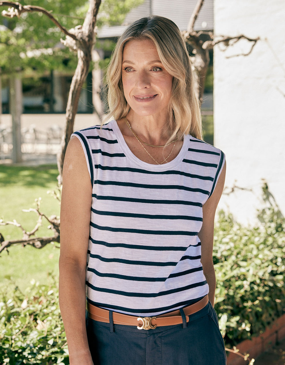 Cali Tank Top - Navy/White Stripe