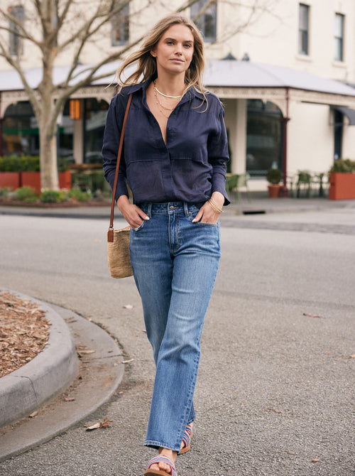 Chloe Panel Shirt - Navy