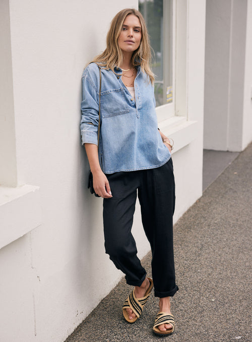 Henley Claudia Shirt - Mid Wash