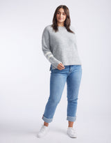 Alaska Crew Knit Jumper - Grey Marle